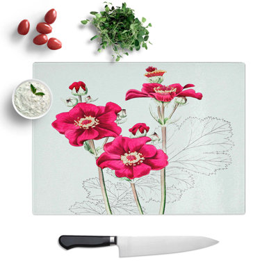 Tempered Glass Grecian Rose Flowers Chopping Board