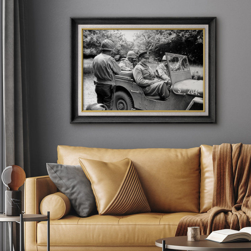 «General Dwight Eisenhower», photographie de Jeep de la Seconde Guerre mondiale, images de salon, impression sur toile encadrée sur toile.