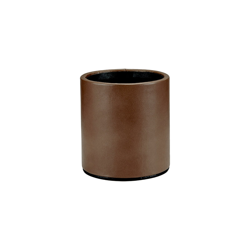 Graphic Image Pencil Cup, Leather, Taupe