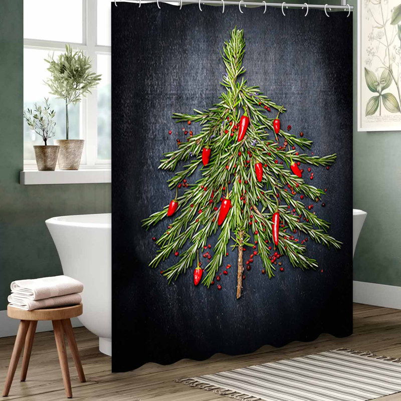 Rideau de douche rouge imperméable, rideaux de douche pour la salle de bain avec 12 crochets, 72" L x 84" W