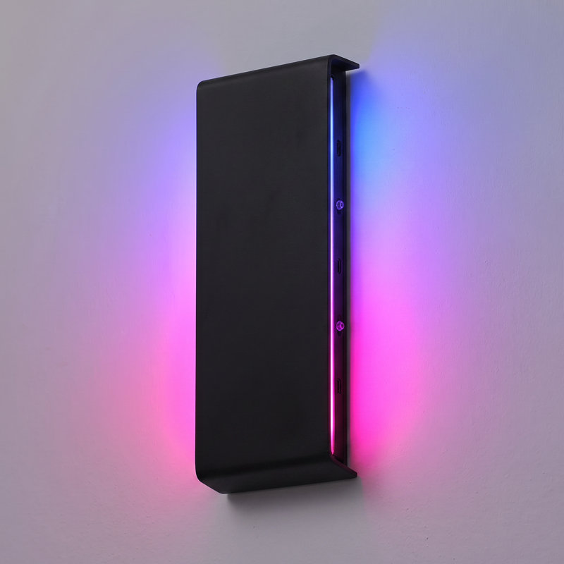 16.34" Black Modern Smart LED Wall Sconce, RGBCW, Wi-Fi/Bluetooth, IP65 Waterproof for Indoor/Outdoor Use, Black