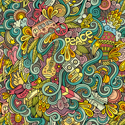 Dessin de griffonnages dessinés à la main par Kostenkodesign - impression sur toile tendue
