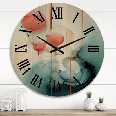 Horloge murale Tender Awakeningin Retro Blue and Red I - Modern