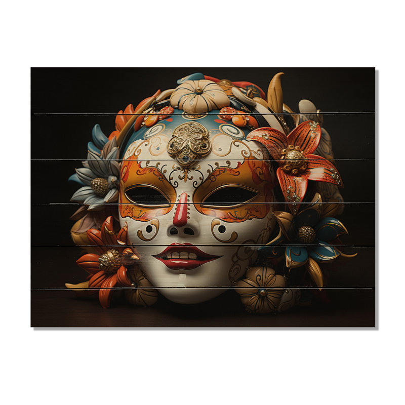 Japon, art kabaki, masque sur bois, H 30 po x l 40 po x P 0,78 po