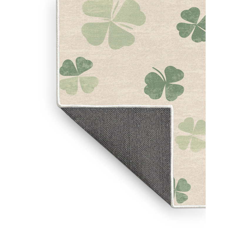 Soft Plush Farrer St Patties Modern & Contemporary Abstract Area Rug in Beige – White Binding, 2x5
