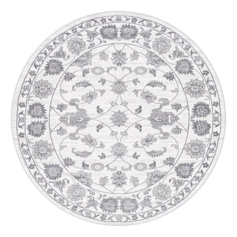Musselman Rug, Round 7'10", White Gray