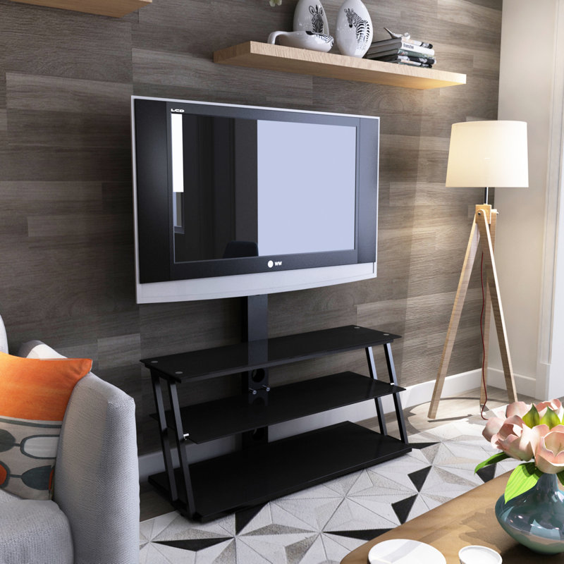 Tv Stand With Black Glass For 32 - 65 Inch Tvs And Enhanced Viewing Experience Adjustable Angles Optimal