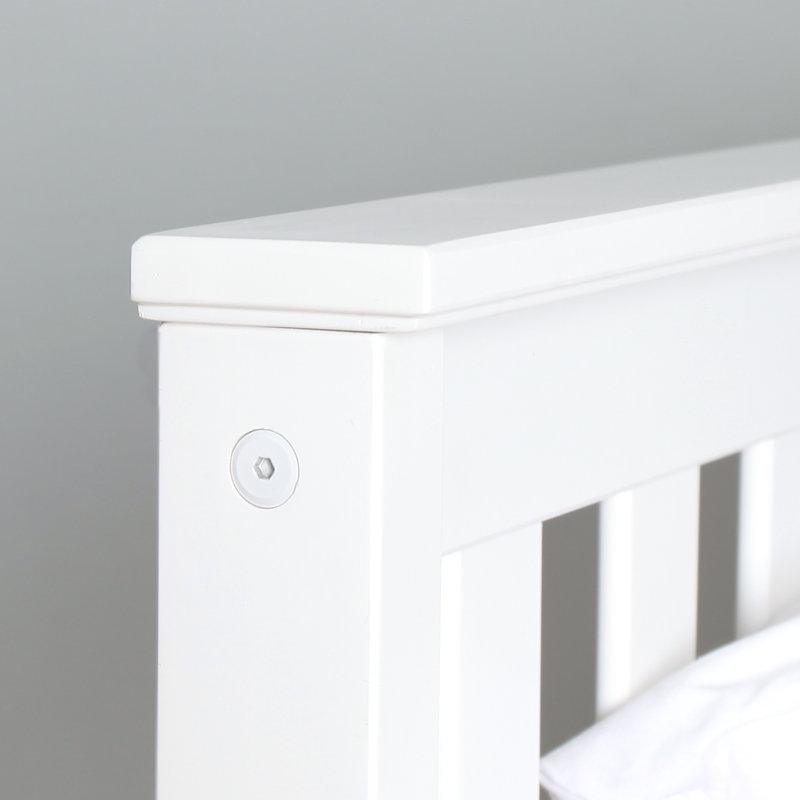 Lit en bois massif Rosenthal, Blanc, Grand