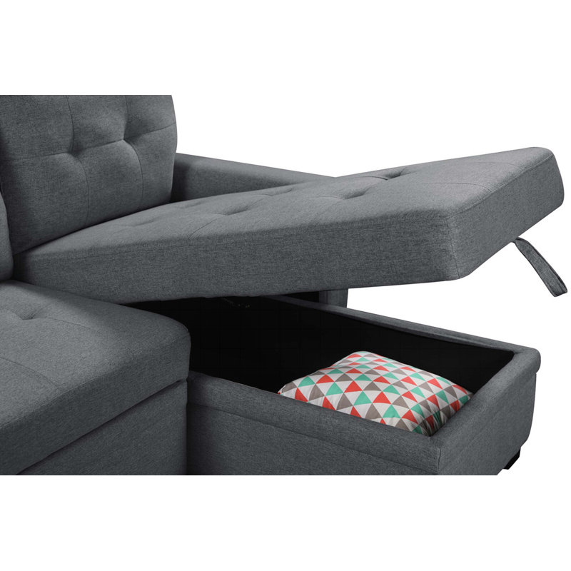 Fredasia Upholstered Reclining Sofa, Dark Gray Linen