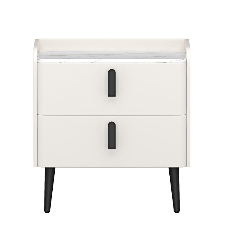 Nightstand Beside Table With Drawers, White
