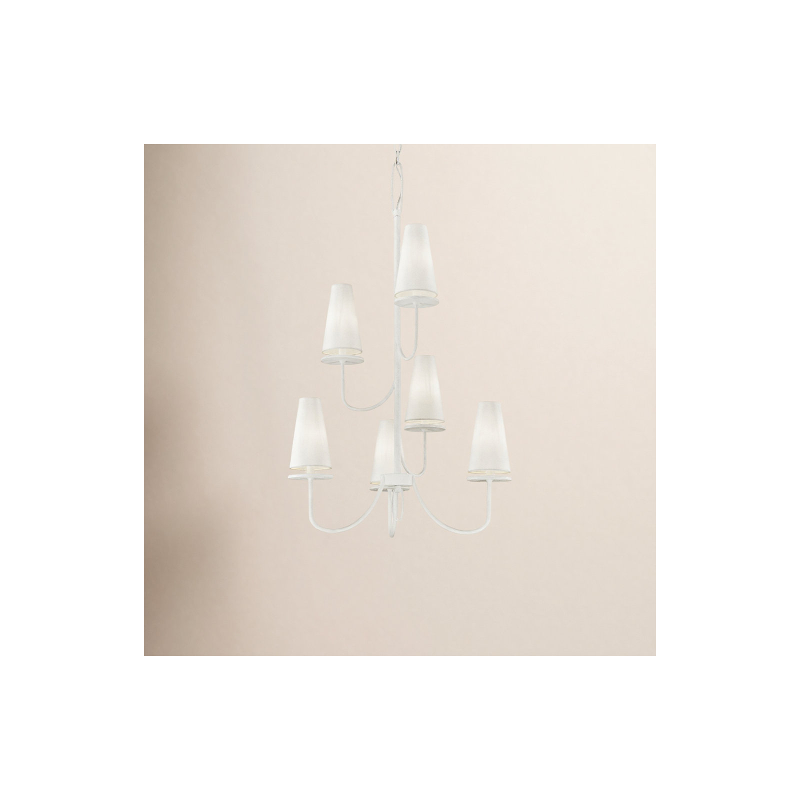 Walling 6 - Light Metal Dimmable Tiered Chandelier, Gesso White