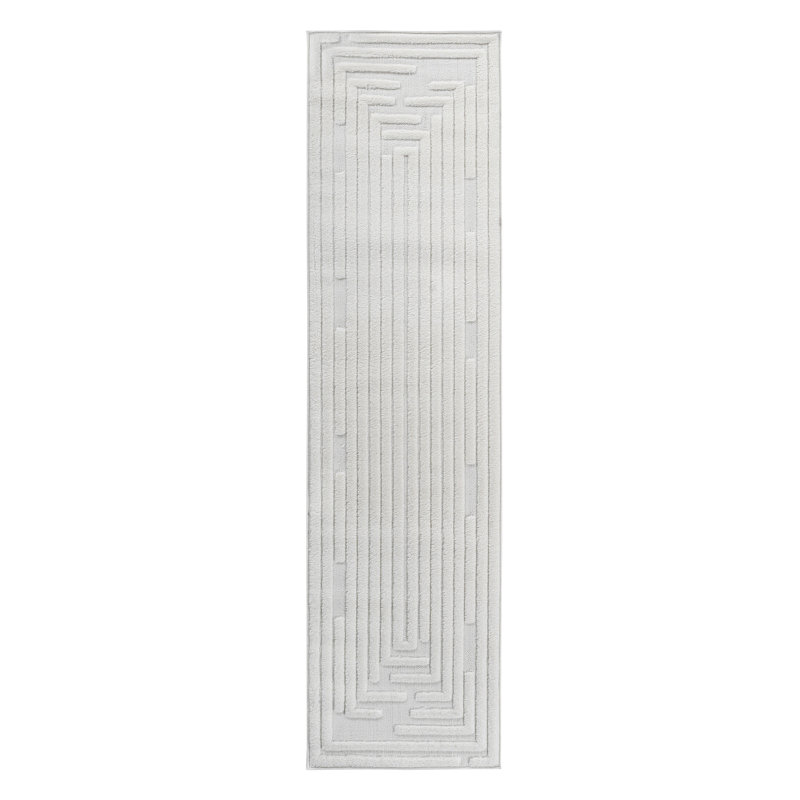 Tapis de couloir intérieur crème à rayures, Tapis de couloir 2 pi 2 po x 8 pi