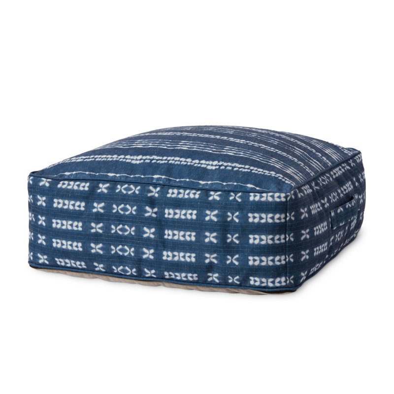 Coussin de sol indigo / ivoire PF0007, 8 po x 24 po