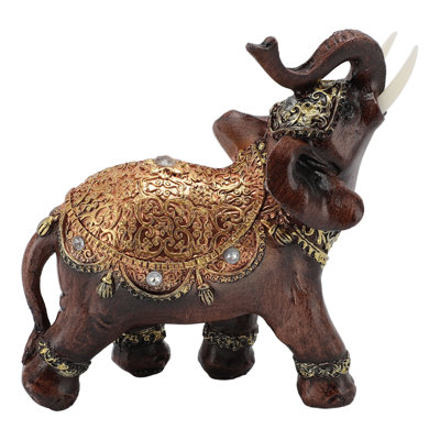 Figurine d'éléphant riche en résine Feng Shui Figurine décoration de la maison pour le salon cadeau de pendaison de crémaillère brun L