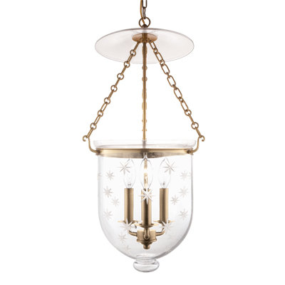 Hampton 3 - Light Pendant, Plain, Aged Brass