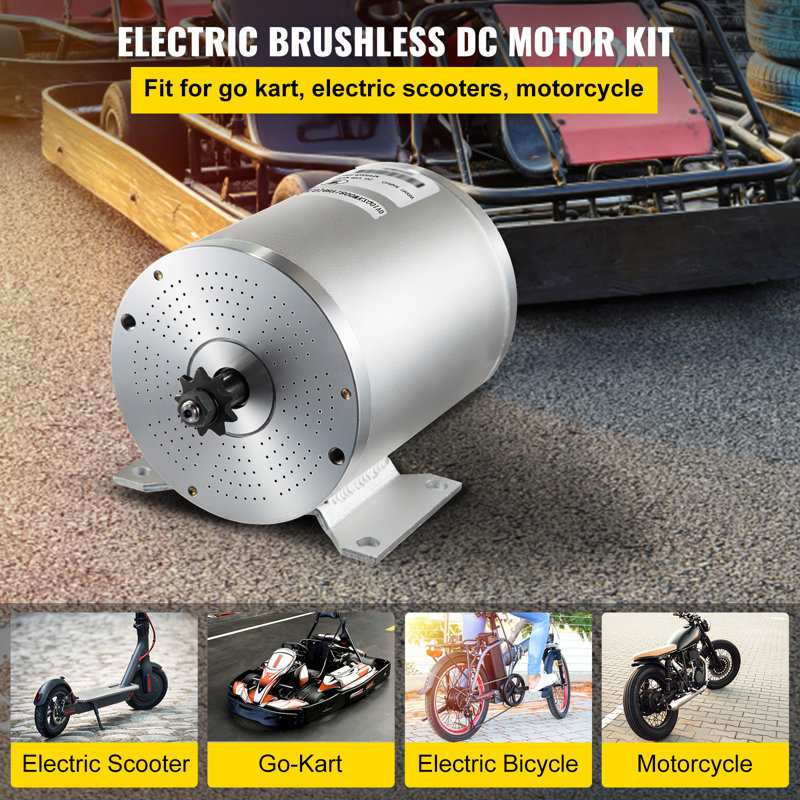 Moteur sans balai 48V DC avec support de fixation, contrôleur et clé pour scooter électrique