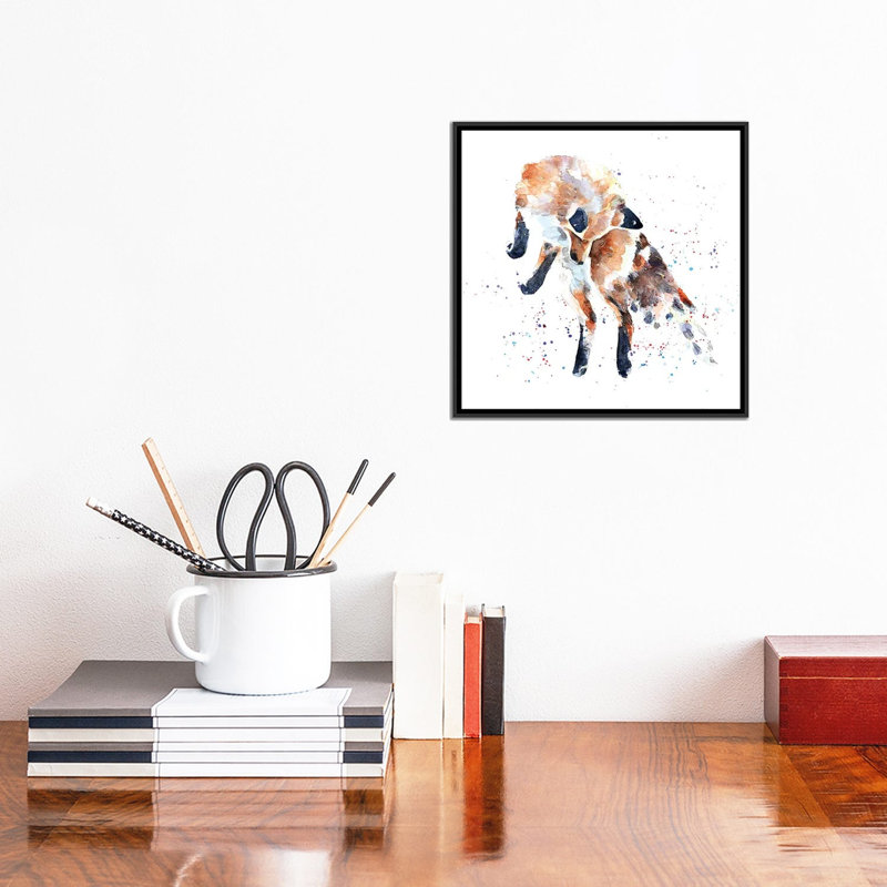 «Mousing Fox I» par EdsWatercolours - reproduction d'art sur toile tendue, H 12 po x l 12 po x P 1,5 po, Cadre noir