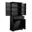 Armoire de rangement de salle de bain 72 po sur pieds, armoire à linge avec tablettes intérieures-1067414987