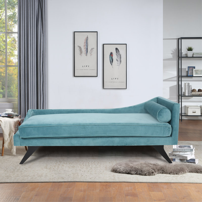 Chaise longue inclinable Myrdell, Velours bleu sarcelle