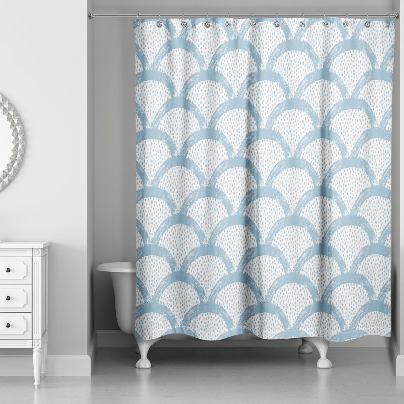 Rideau de douche simple géométrique Federick, Bleu