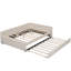 Lit plateforme double tapissier avec USB et lit gigogne simple, beige-1252024899