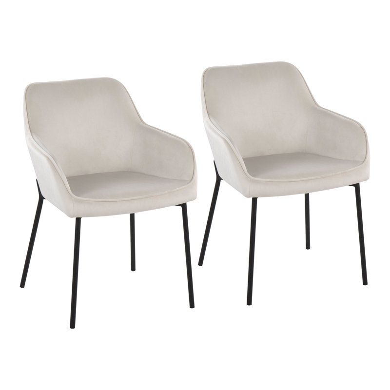 Cyr 19'' H Velvet Upholstered Armchair, Cream, Black