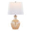 Ensemble de 2 lampes d'appoint rondes contemporaines en verre de 20 po avec base lustrée champagne et abat-jour en lin blanc