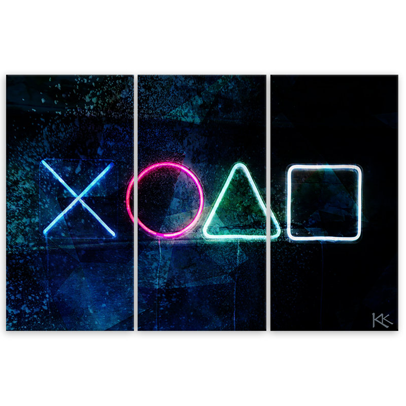 Game Console - 3 Piece No Frame Print on Canvas, 80cm H x 120cm W
