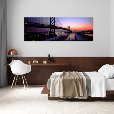 Suspension Bridge Across A River, Ben Franklin Bridge, Philadelphie, Pennsylvanie, États-Unis, art contemporain abstrait, art mural