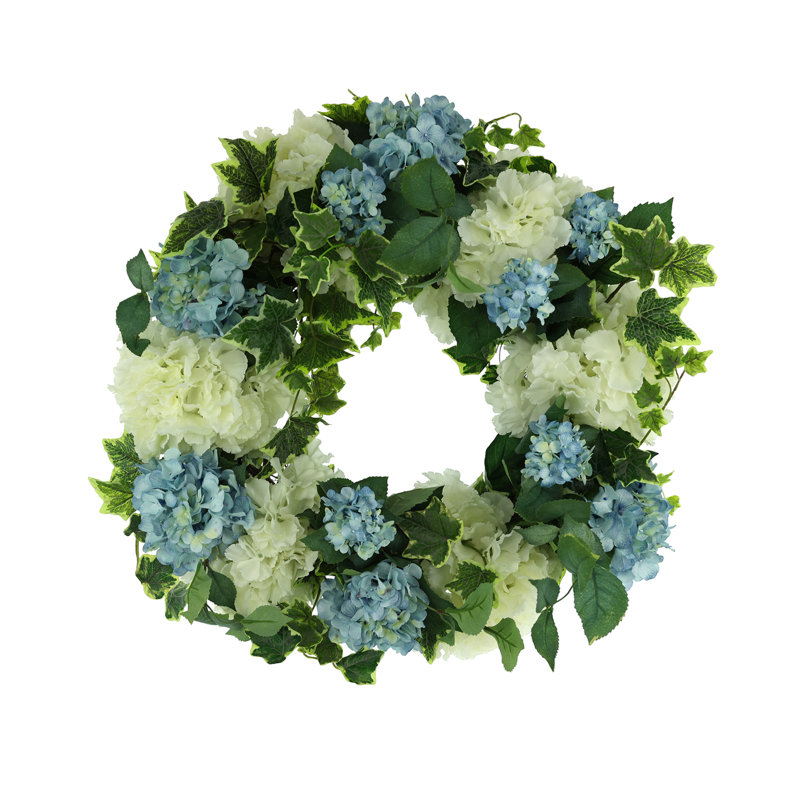 Handcrafted Faux Hydrangea Polysilk 26'' Wreath