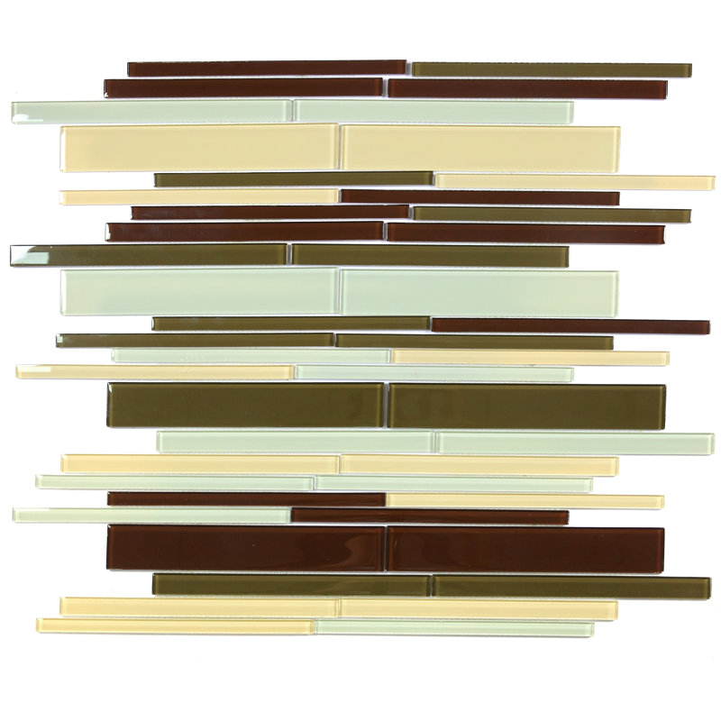 Carreau de mosaïque en verre 12 po x 12 po, Noir / gris / beige