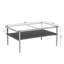 Table basse rectangulaire avec plateau en verre trempé gris et pieds noirs, table de salon moderne, table-1001494002