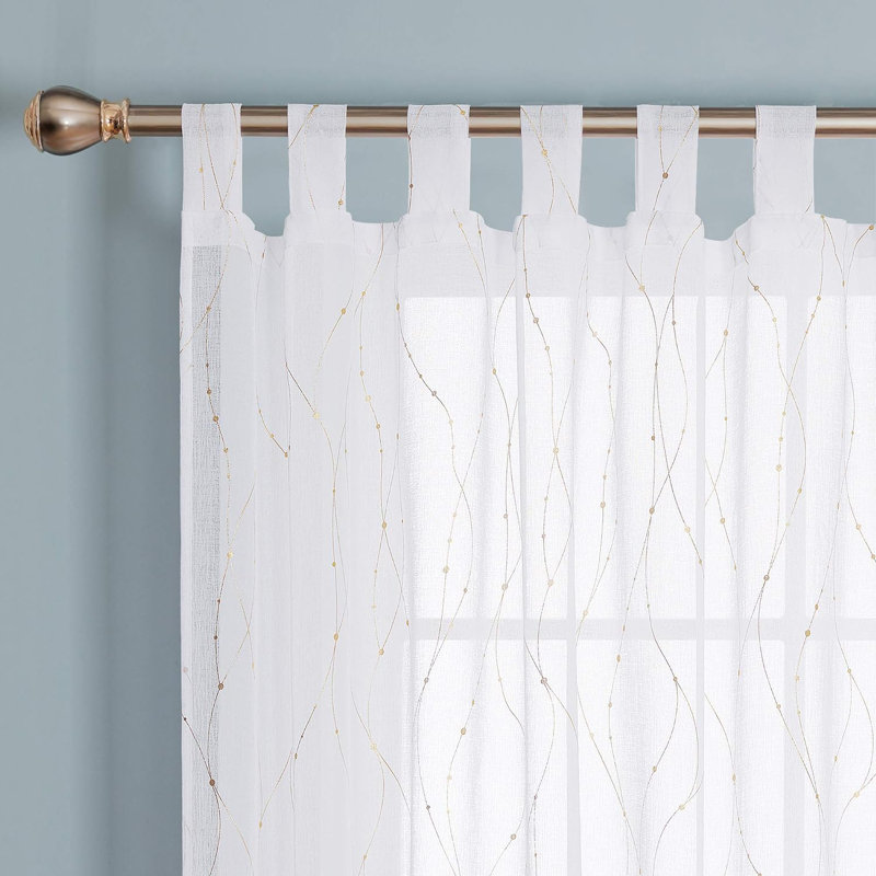 Burhans Semi Sheer Curtain Pair, 140cm wide x 175cm high, Gold