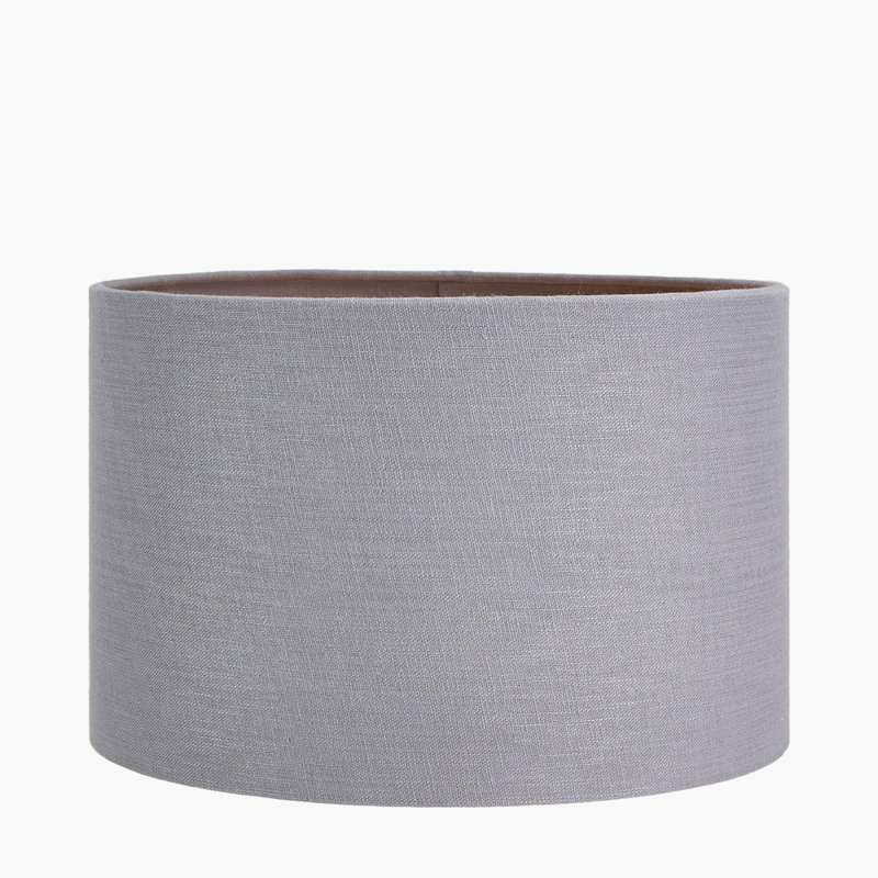 Lino Self Lined Linen Drum Shade, 20cm H x 30cm W x 30cm D, Steel Grey
