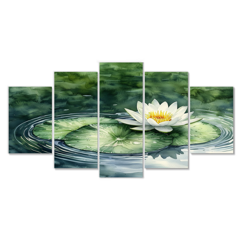Water Lotus Flower Tranquiity At The Pond I - Lotus Lotus Wall Decor - Modern Wall Art Diamond