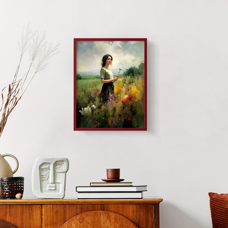 WOMEN Series CECIV - reproduction encadrée de qualité supérieure - prête à être accrochée - aucun clou requis, Rouge