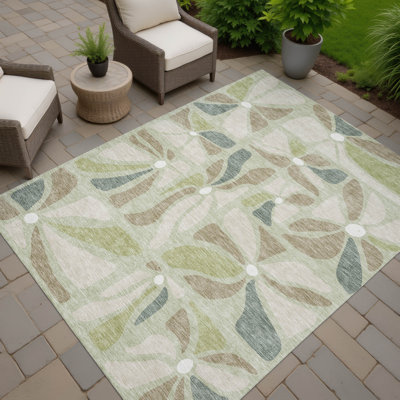Machine Washable Indoor/Outdoor Chantille ACN2630 Floral Rug