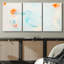 Orange et bleu, peinture à l'aquarelle goutte à goutte, formes abstraites, illustrations, art moderne-102298419