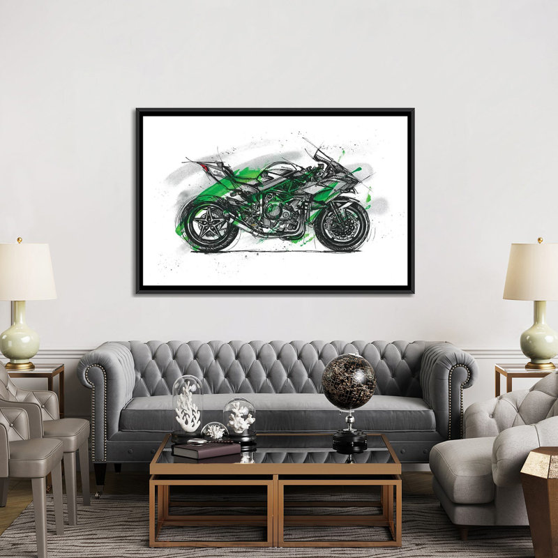«Ninja H2R», reproduction sur toile, H 18 po x l 26 po x P 1,5 po, Toile avec cadre noir, Pas de tapis