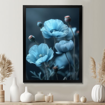 «Blue Blue Natures Nuance Poppies III - Poppies», reproduction d'art murale