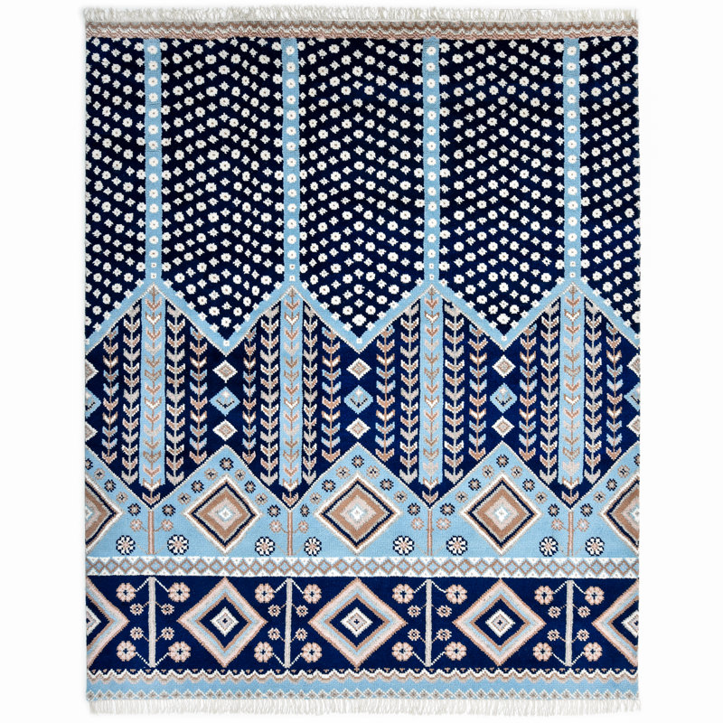 Hudson Hand Knotted Geometric Area Rug, Rectangle 9' x 12'