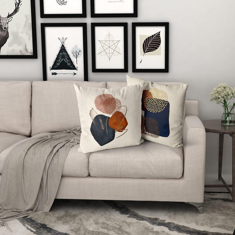 Boho Navy Blue Burnt Orange Pillow Covers