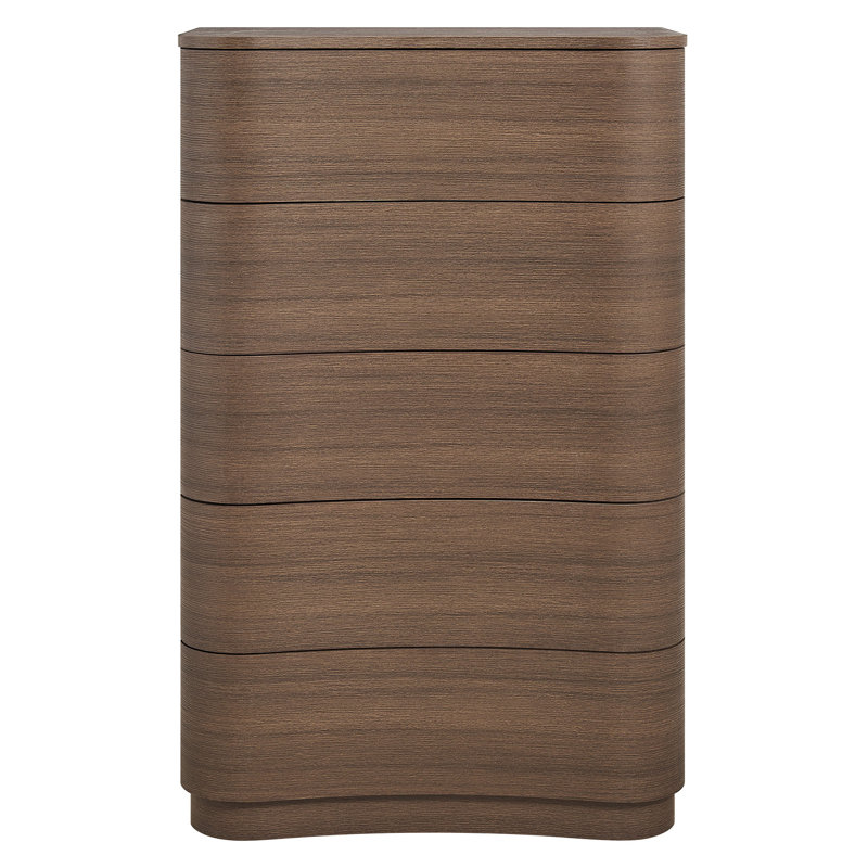 Commode incurvée à 5 tiroirs Mirae, Chêne brun brossé