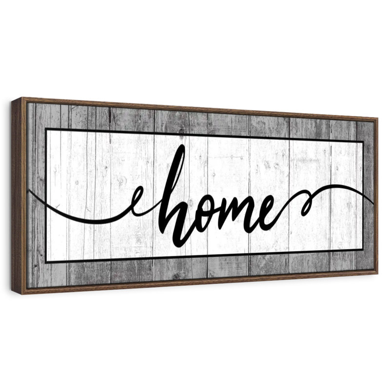 Plaque murale typographique en bois, 31 po x 11 po, Cadre flottant noyer