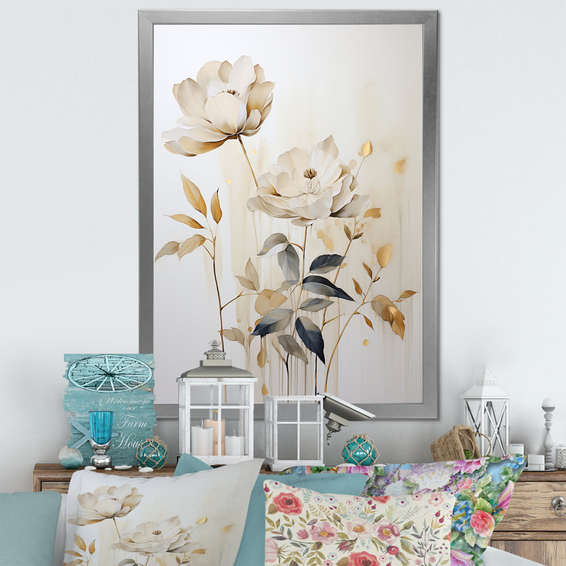 Beige minimalisme botanique sérénité III, reproduction d'art sur toile, H 20 po x l 12 po x P 1 po, Cadre simple argenté