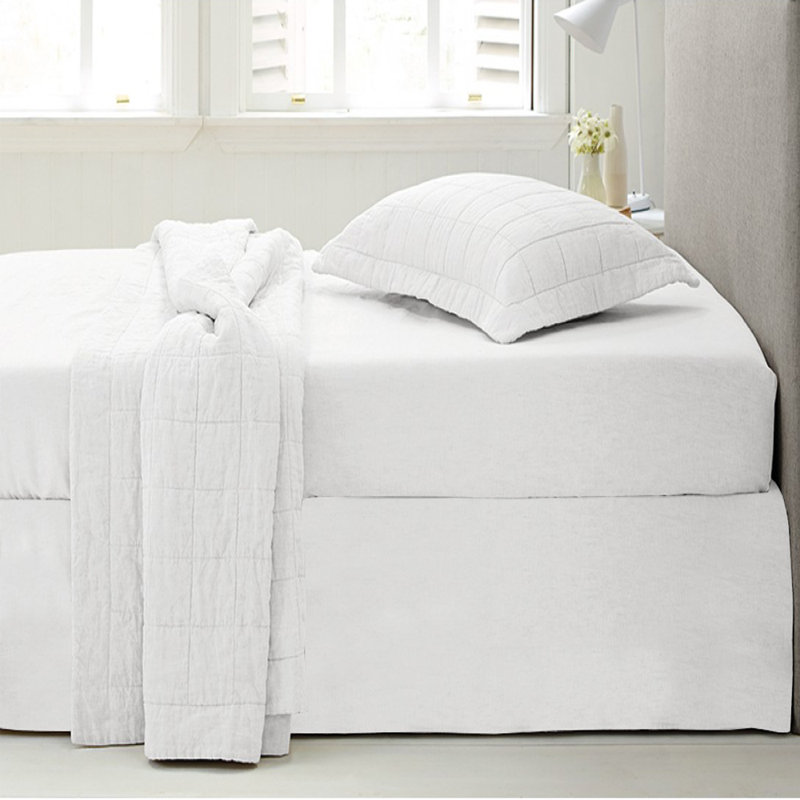 Pleated Bed Skirt, White, Twin