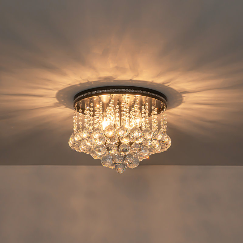 4-Light Modern Dimmable Crystal Flush Mount