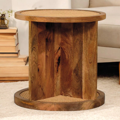 Table de bout en coin en bois massif