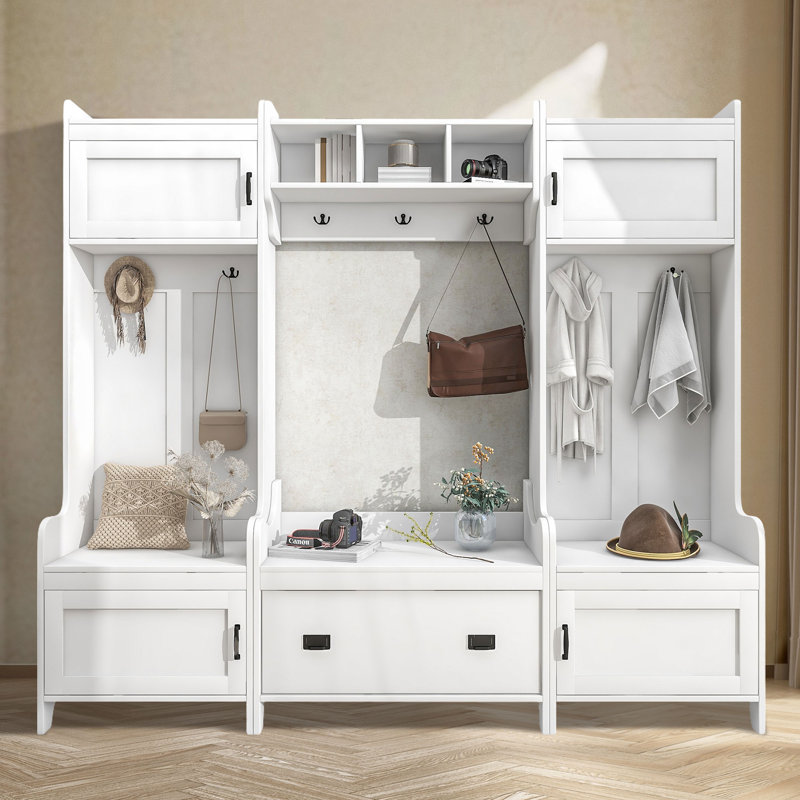 Nanami Hall Tree 78.7'' Wide with Bench and Shoe Storage, White