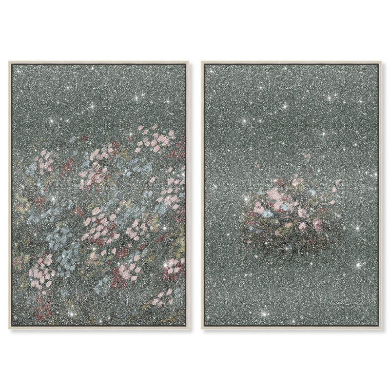 Subtle Universe Set Abstract Canvas Print by Oliver Gal, Black Frame, 10 x 15, 25"H x 37"W, Silver Floater Frame